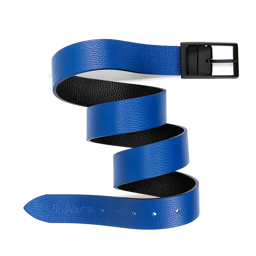 Reversible Men's Leather Belt - Blue/Black