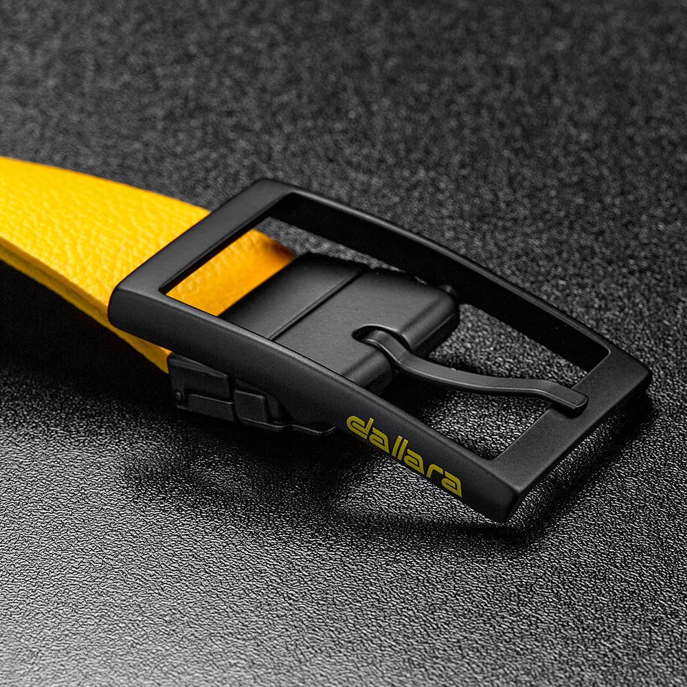 Reversible Men's Leather Belt - Black/Yellow