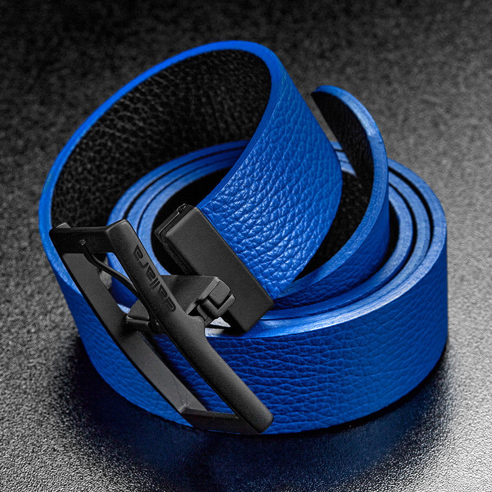 Reversible Men's Leather Belt - Blue/Black